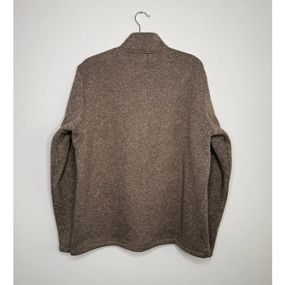 NEW Lands’ End Mens Large 1/4 Zip Fleece Brown Pullover Quarter Zip Sweater - Picture 2 of 9